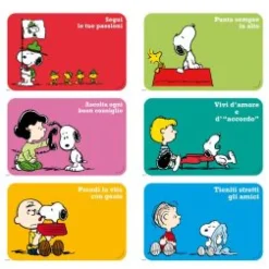 6 tovagliette, rettangolari, peanuts con frasi, multicolore