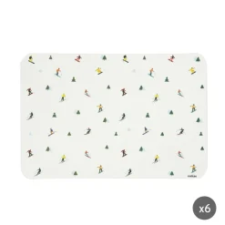 6 tovagliette, rettangolari, sport invernali, multicolore