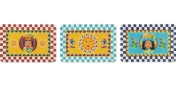 6 tovagliette, rettangolari, stile siciliano, multicolore