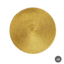 6 tovagliette, tonde, 36 cm, dorato