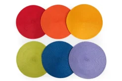 6 tovagliette, tonde, 36 cm, multicolore