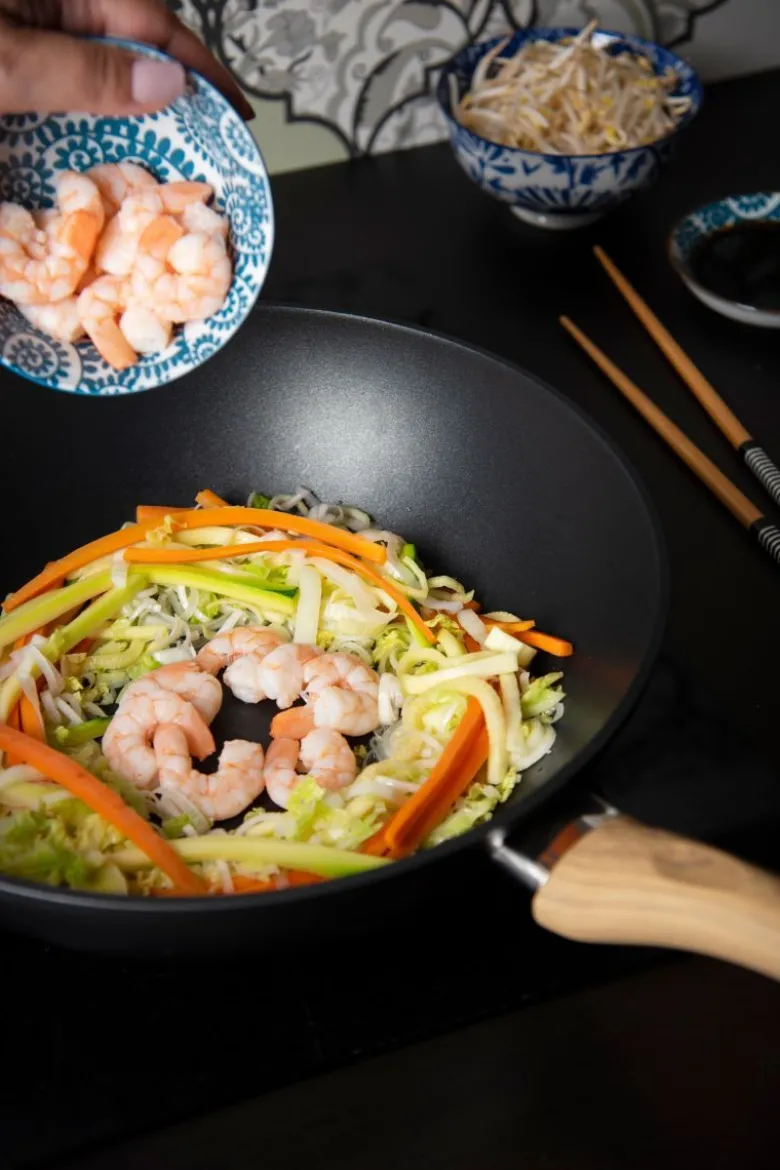 Wok con coperchio, 28 cm, antiaderente
