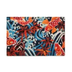 Zerbino, cocco, multicolore con carpe, 60x40 cm