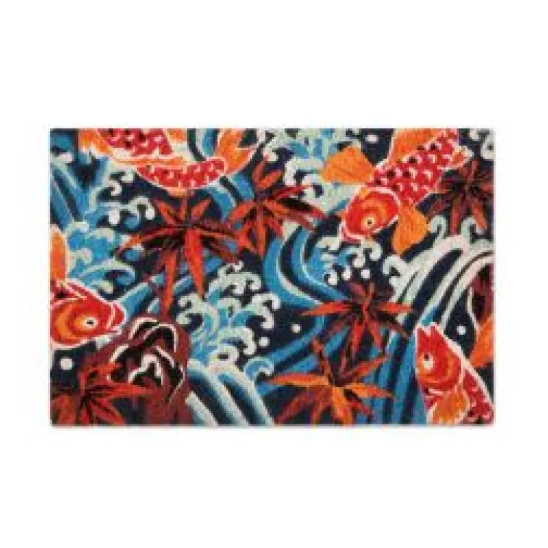 Zerbino, cocco, multicolore con carpe, 60x40 cm
